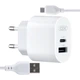 СЗУ XO L97 A+C dual port Home charger with Micro cable (NB210) White - изображение 1