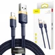 Кабель Baseus cafule Cable USB Lightning 1.5A 2m Dark Blue+Gold - изображение 4