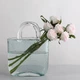 Стеклянная ваза для цветов в форме Сумки 20x11x26 см Bubble Bag, Голубая - изображение 3