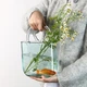 Стеклянная ваза для цветов в форме Сумки 20x11x26 см Bubble Bag, Голубая - изображение 8
