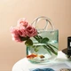 Стеклянная ваза для цветов в форме Сумки 20x11x26 см Bubble Bag, Голубая - изображение 9