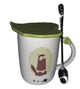 Кружка з кришкою і ложкою Great Coffee Зелений листок 400 мл (52995) - изображение 1