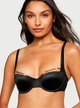 Бюстгальтер Victoria's Secret Smooth Logo Embroidery Lightly Lined Balconette Bra Черный 70D - изображение 1