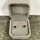 Серьги с цирконом "Маленькие рубиновые сердечки" ювелирная сталь Xuping Jewelry серебристая в бархатной коробочке (13519) - изображение 1