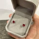 Серьги с цирконом "Маленькие рубиновые сердечки" ювелирная сталь Xuping Jewelry серебристая в бархатной коробочке (13519) - изображение 2