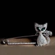 Булавка-брошь Кошка со стразами, Серебристый - изображение 3