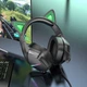 Наушники Borofone BO106 Cute cat ear luminous gaming headphones with mic elf cat Black/Green - изображение 4
