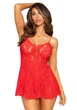 Рубашка бебі-дол Leg Avenue Rose Lace Flair Chemise Red, One Size - зображення 4