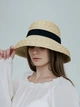 Французская соломенная шляпа жесткая с круглыми полями D.Hats бежевая с чёрной лентой - изображение 2