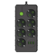 Подовжувач мережевий UA Power F17U 3 USB на 6 розеток 2 м Black - зображення 1