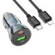 Авто Зарядное Устройство Hoco Z47A Transparent PD30W+QC3.0 Type-C to Lightning Цвет Прозрачный синий - изображение 4