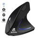 Мишка комп'ютерна бездротова вертикальна JEQANG JW-585 Bluetooth BT3.0 BT5.2 RGB Blue з вбудованим акумулятором Black - зображення 1