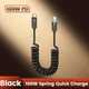 Кабель пружинний Toocki Type C - Type C 100W (20V/5A) PD Швидка зарядка Передача даних довжина 1.2м (752546227714) - зображення 2