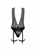 Боді Noir Handmade F297 Libido, M, чорне, мереживо, низ під латекс, відкритий доступ, гартери - изображение 5