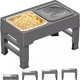 Миска для собак ELS PET 2 х 1,6 л двойная на подставке с регулируемой высотой, нержавейка с плавающим блюдцем, Серый (129-GRAY) - изображение 1