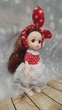Шарнирная кукла BJD красное платье "Горох" 16см (К243) - изображение 3