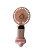 Аккумуляторный мини ручной вентилятор Mini Fan Z9 с индикатором заряда на 5 скоростей с подставкой для телефона и ремешком на шею Розовый - изображение 3