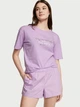 Пижама (футболка + шорты) Victoria's Secret Cotton Short Tee-Jama Set M фиолетовая - изображение 1