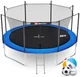 Батут садовый для детей Hop-Sport 366 см (12ft) 4 ноги на дачу синий с лестницей и внутренней сеткой + мячи - изображение 8