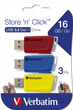 Комплект 3 в 1 Verbatim Store’n’Click 3Х USB 3.2 16 GB Red/Blue/Yellow (23942493068) - зображення 14