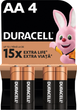 Лужні батарейки Duracell AA (LR06) MN1500 4 шт (5000394076952) - зображення 1