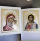 Иконы с напылением серебром для дома Спаситель и Богородица 18х21см (прямая, белый киот) - изображение 1