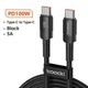 Кабель для быстрой зарядки и передачи данных Toocki 5A/100W USB Type-C to USB Type-C 1 м 519 Черный - изображение 2