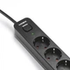 Мережевий подовжувач VIDEX ONCORD з/з 4 розетки з кнопкою 3м(3x1.5мм) та USB(QC3.0)+USB-C(PD18W) чорний - зображення 4