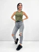 Трикотажная женская майка тай-дай "Design", хаки 46-48 - изображение 2