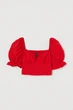 Топ с рукавами-фонариками для женщины H&M Divided 0933675-002 36(S) Красный - изображение 1