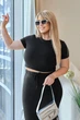 Женский летний костюм с юбкой Fashion миди 46/48 черный - изображение 2