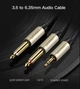 Аудио кабель UGREEN AV126 3.5 мм - 2 x jack 6.35 мм 2м Gray (UGR-10615) - изображение 4