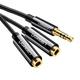 Аудіо кабель UGREEN AV134 3.5mm Male to 2 Female Audio Cable 20cm (Black) (UGR-20816) - изображение 1