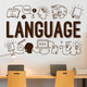 Інтер'єрна наклейка на стіну Language 154х97см наклейки для школи англійська Happy Pocket Коричневий матовий - зображення 2