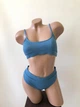 Женский раздельный купальнык в рубчик с завышенной талией New Style L синий (6-125) - изображение 3