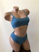 Женский раздельный купальнык в рубчик с завышенной талией New Style L синий (6-125) - изображение 4