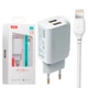 Зарядное устройство XO L35D 2.1A 2 Usb + кабель Lightning White - изображение 2