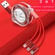 Кабель для зарядки рулетка 3 в 1 MicroUSB Type-C Lightning Android iPhone 1м Red - зображення 3