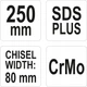 Зубило Для Перфоратора SDS-Plus 80 х 250 мм CrMo YATO (YT-47212) - изображение 2