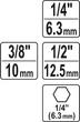 Переходники Для Торцевой Головки 1/4", 3/8 ", 1/2" Набор 3 шт YATO (YT-04685) - изображение 2