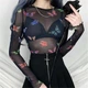 Женская кофта прозрачная короткая с бабочками 48 разноцветный - изображение 2