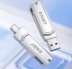 Флешка Брелок Поворотная Двосторонняя 1 Тб 2 в 1 USB 3.2 + OTG Type-C для ПК и телефона Eaget CF22 1Tb Silver - изображение 2