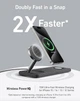 Зарядний пристрій Anker Foldable 3-in-1 Wireless Charging Ultra-Fast з блоком живлення 40w, для 17/17 Pro/17 Pro Max, iPhone 16/15/14/13/12 Series Black (A25M1) - зображення 4