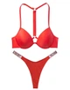 Роздільний купальник Victoria's Secret червоний з push up та стрічкою зі стразів на спині Shine Strap пушап стрінги 34B/S - зображення 1