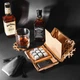 Камни для виски Old Time 9 шт, Подарочная деревянная упаковка + щипцы, мешочек, 2 подставки под бокал - зображення 1