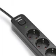 Підовжувач VIDEX ONCORD із заземленням 3 розетки 3 метри (3x1.5мм) 2.4А 2USB+USB-C з кнопкою чорний - зображення 3