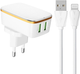 Ładowarka sieciowa Ldnio 2 x USB + kabel Lightning (A2204 Lightning) - obraz 1