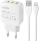 Мережевий зарядний пристрій Ldnio 3 x USB + кабель Lightning (A3312 Lightning) - зображення 1