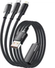 Кабель ESSAGER Simple 3 in 1 Micro+Type-c+Lightning 1.2 м 100W Black (EXCMTL-JJ01-P) - изображение 2