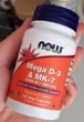Вітамін Д3 К2 Now Foods Mega D-3 & MK-7 5000 МО 60 капс - зображення 6